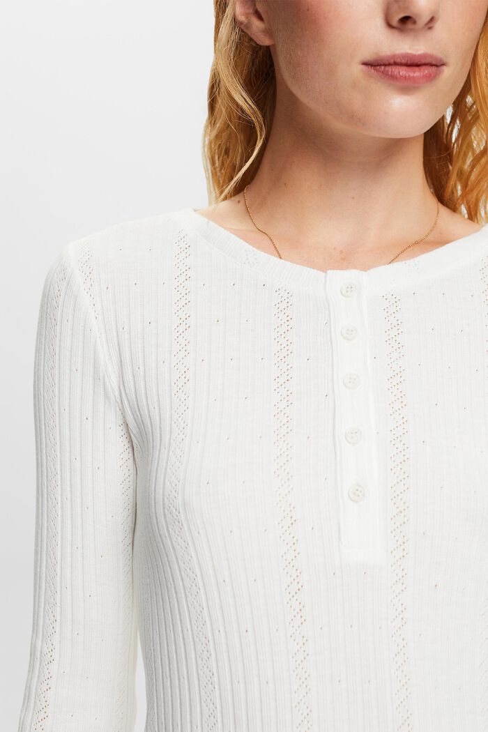 Camicia a coste in misto cotone, OFF WHITE, detail image number 2