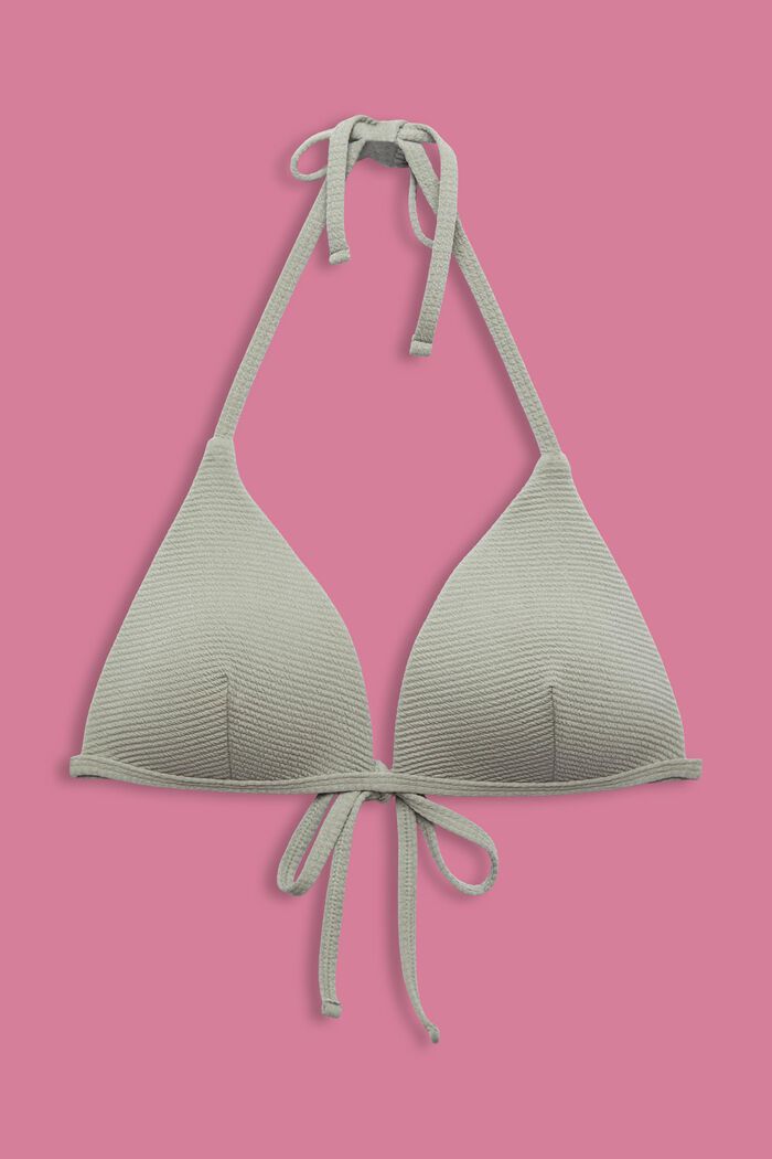Top da bikini a triangolo strutturato, KHAKI GREEN, detail image number 4