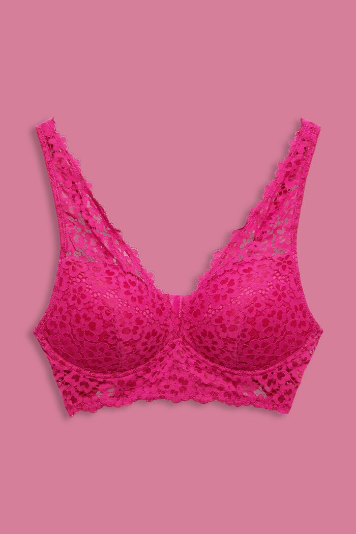 Bralette in pizzo floreale, PINK FUCHSIA, detail image number 4
