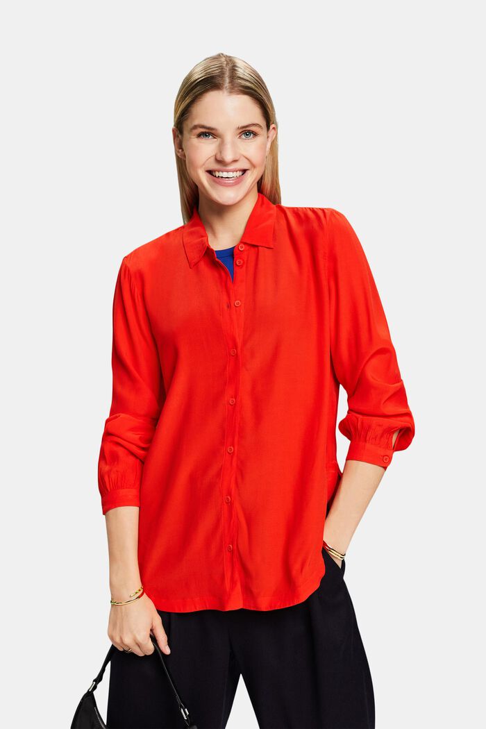 Camicia in crêpe, RED, detail image number 0