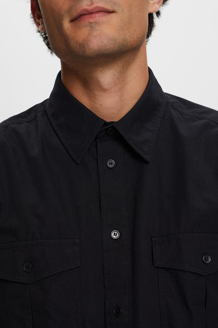 Camicia utility in cotone, BLACK, detail image number 2