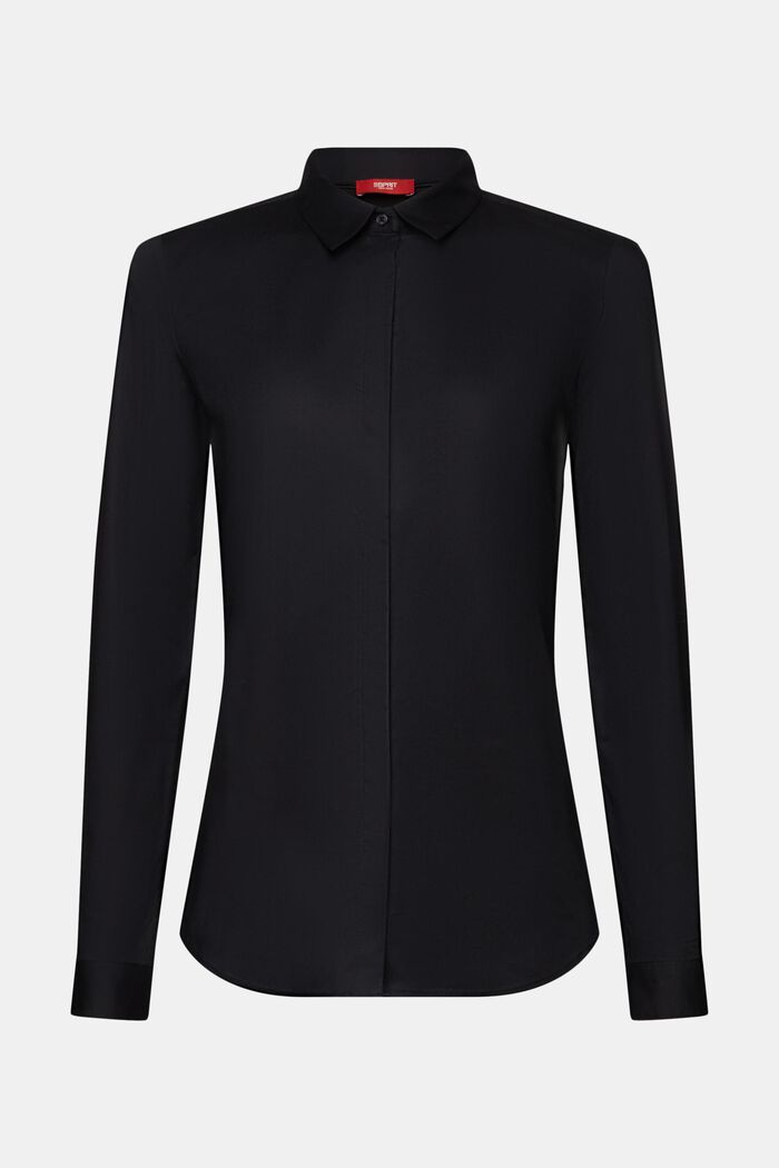 Camicia in popeline a maniche lunghe, BLACK, detail image number 6