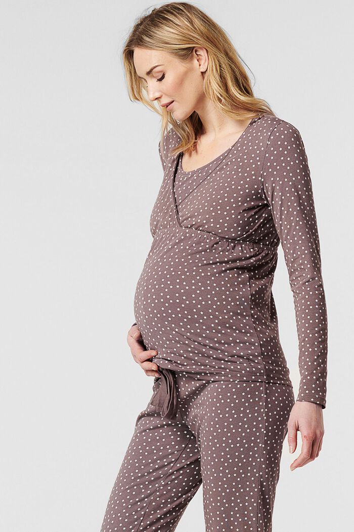 Maglia da pigiama con funzione da allattamento in jersey, cotone biologico, TAUPE, detail image number 4