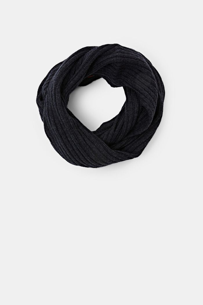 Sciarpa ad anello in maglia a coste, misto lana, NAVY, detail image number 0