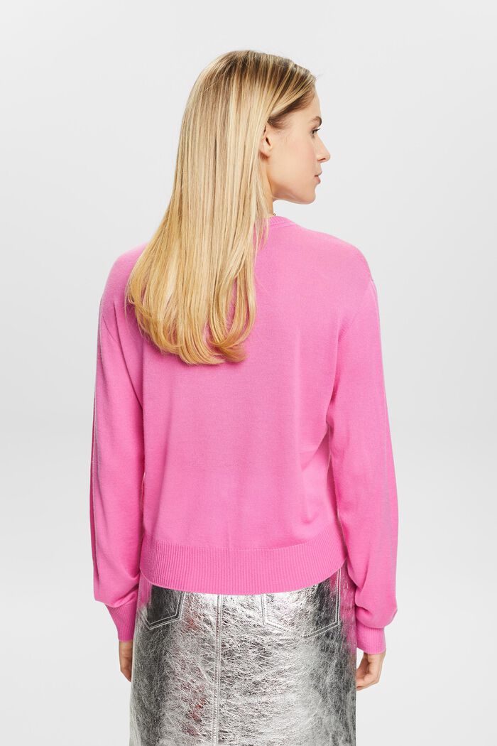 Pullover a girocollo in cashmere, PINK FUCHSIA, detail image number 2