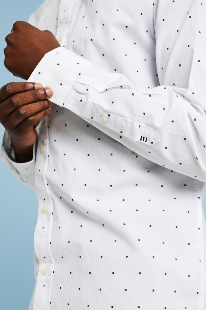 Camicia slim fit in cotone ricamato, WHITE, detail image number 3