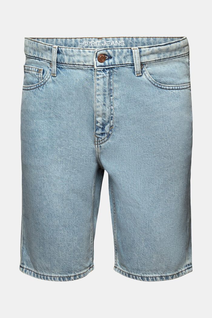 Shorts in denim relaxed fit a vita media, BLUE LIGHT WASHED, detail image number 7
