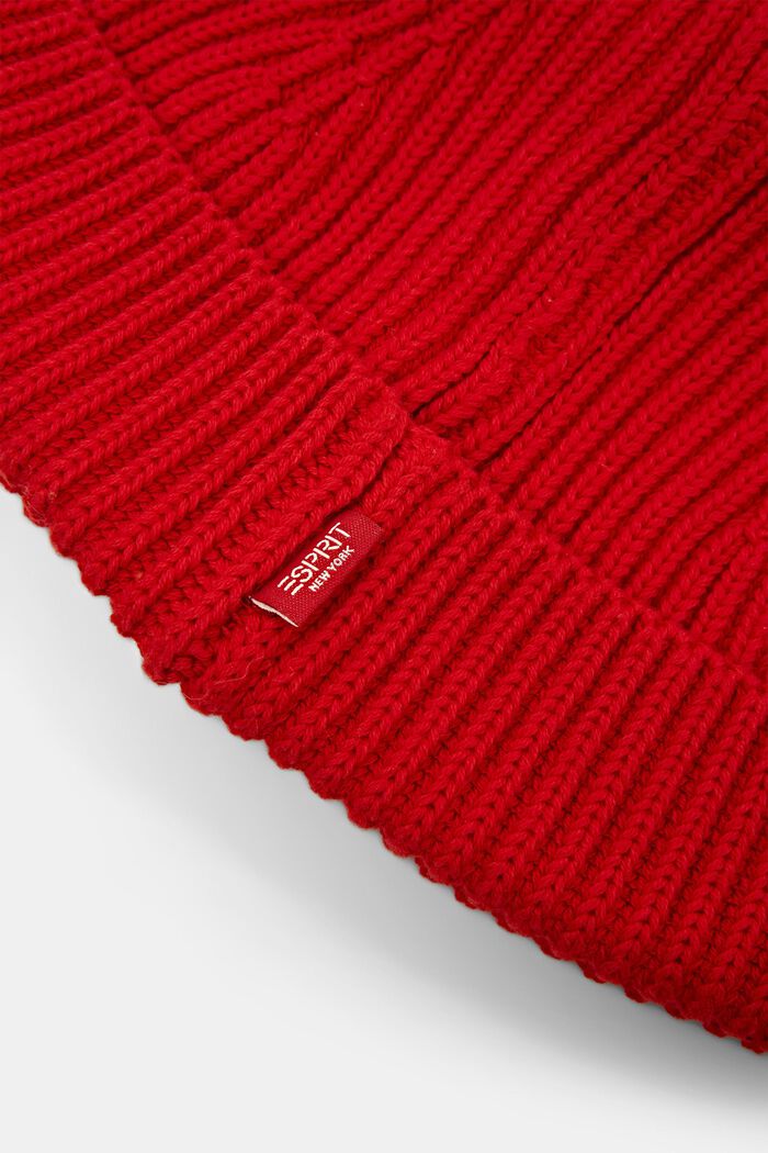 Berretto a maglia a coste, 100% cotone, RED, detail image number 1