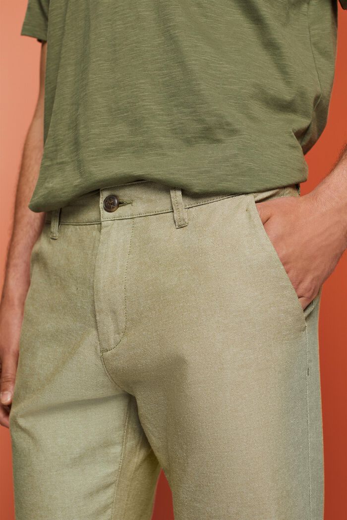 Pantaloni chino strutturati, 100% cotone, OLIVE, detail image number 2
