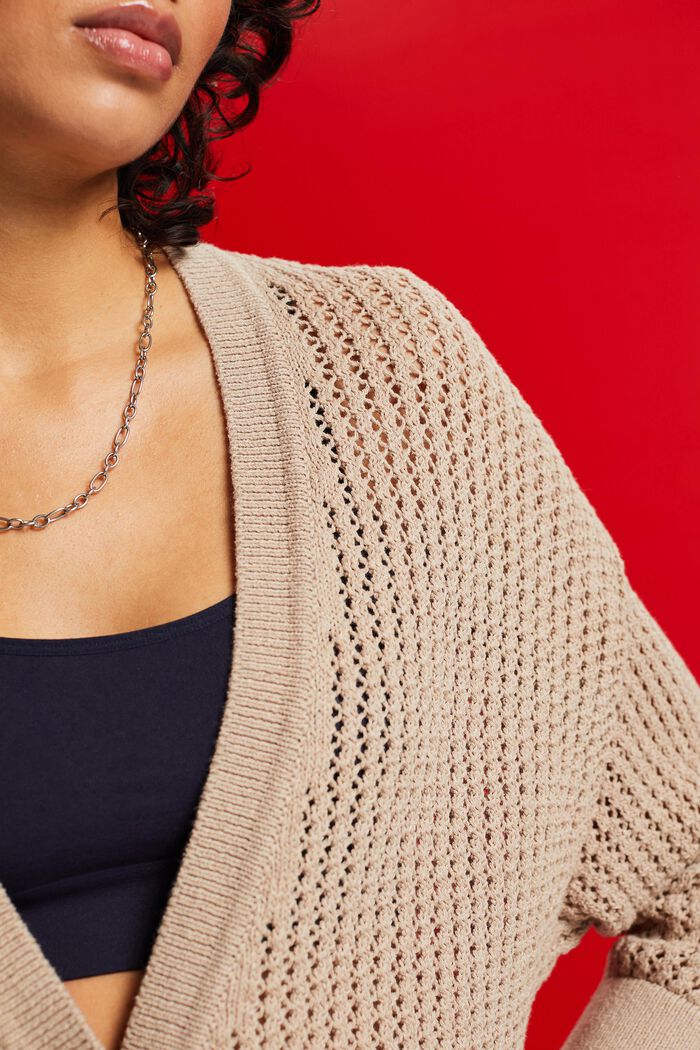 Cardigan a maglia aperta, LIGHT TAUPE, detail image number 2