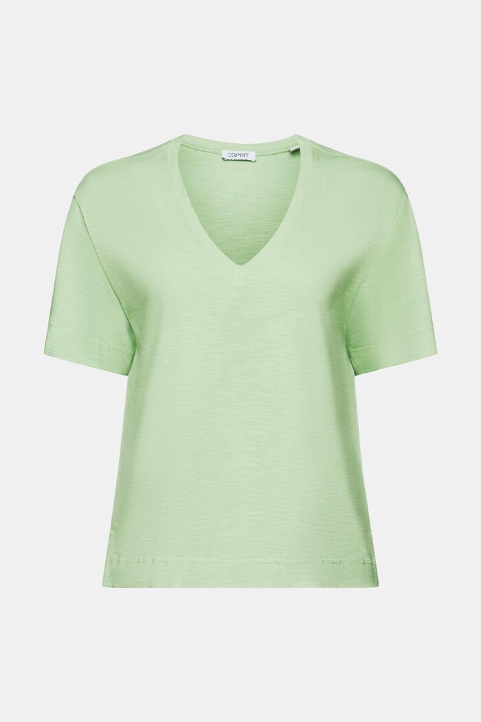 T-shirt fiammata con scollo a V, LIGHT GREEN, detail image number 6