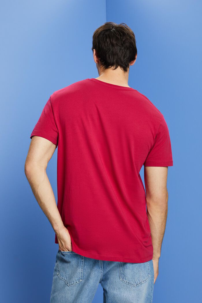 T-shirt in cotone sostenibile con tasca sul petto, DARK PINK, detail image number 3