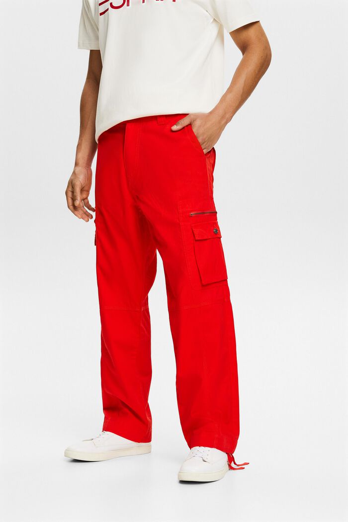 Pantaloni cargo dritti in twill, RED, detail image number 0