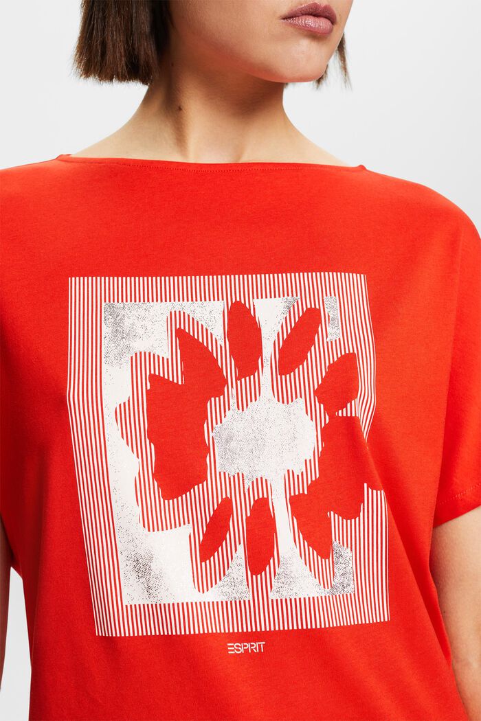 T-shirt in jersey con stampa sul davanti, RED, detail image number 3