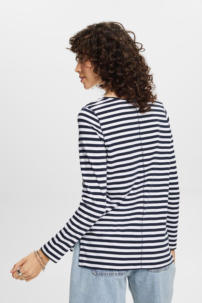 Top a maniche lunghe a righe, NAVY, detail image number 3