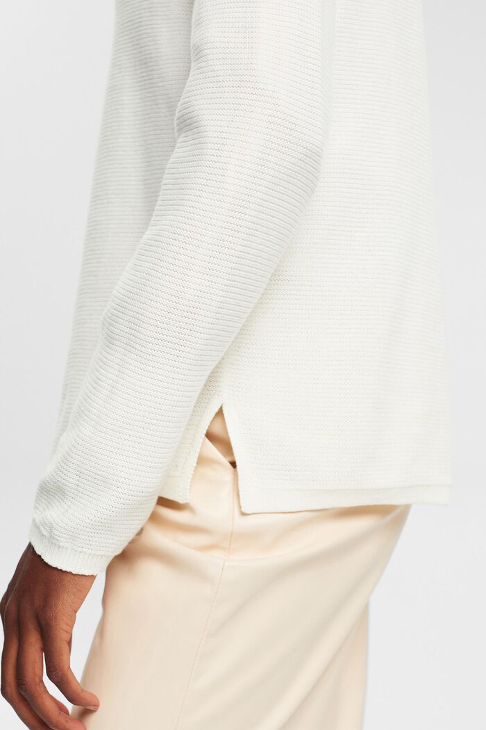 Pullover in maglia strutturata con scollo a V, OFF WHITE, detail image number 2