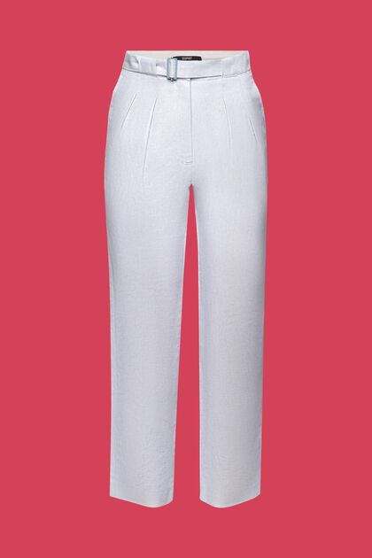 Pantaloni chino cropped in misto lino con cintura fissa
