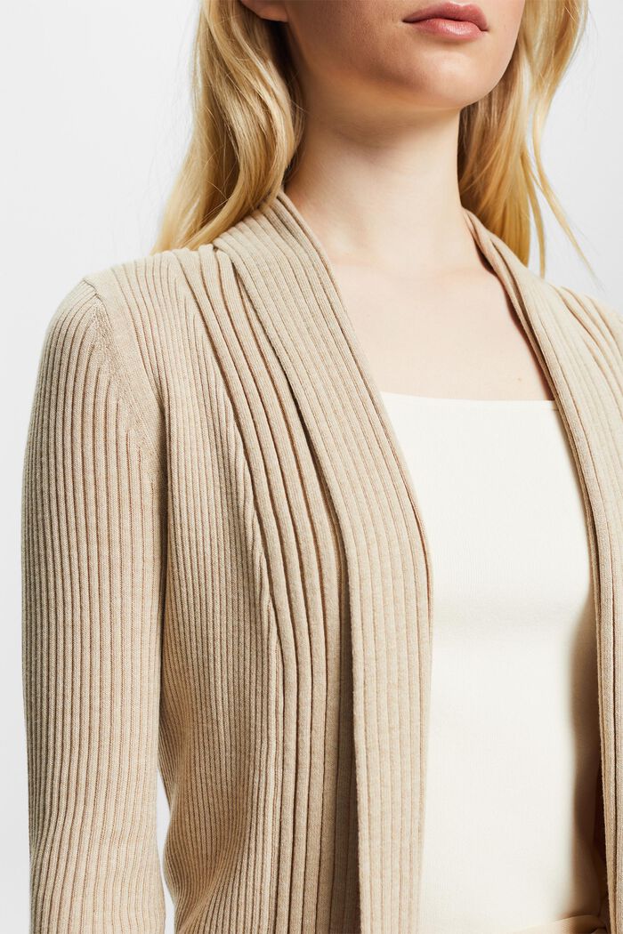 Cardigan in maglia a coste, SAND, detail image number 3