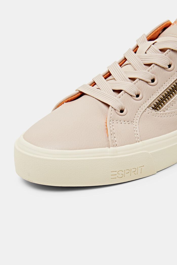 Sneakers stringate vegane con zip, NUDE, detail image number 3