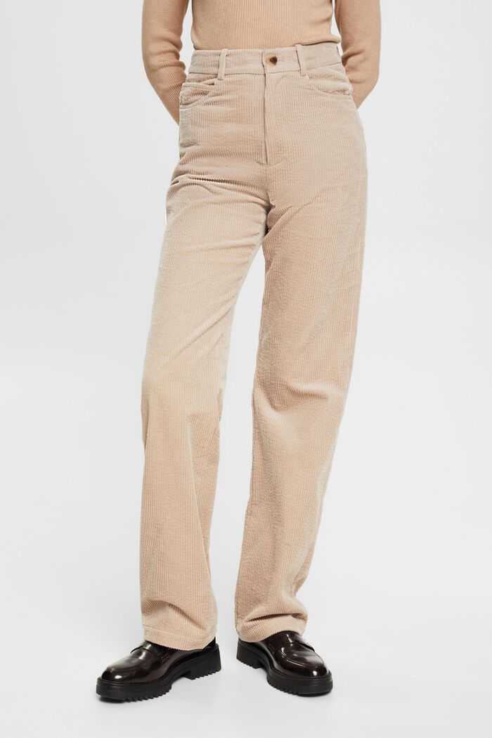Pantaloni in velluto di cotone, LIGHT TAUPE, detail image number 1