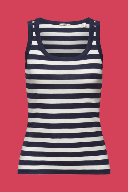 Top in cotone a righe, NAVY, overview