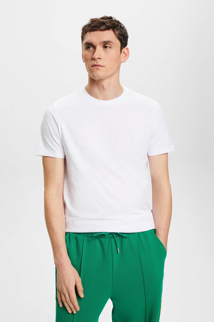 Maglia slim fit in cotone, WHITE, detail image number 0