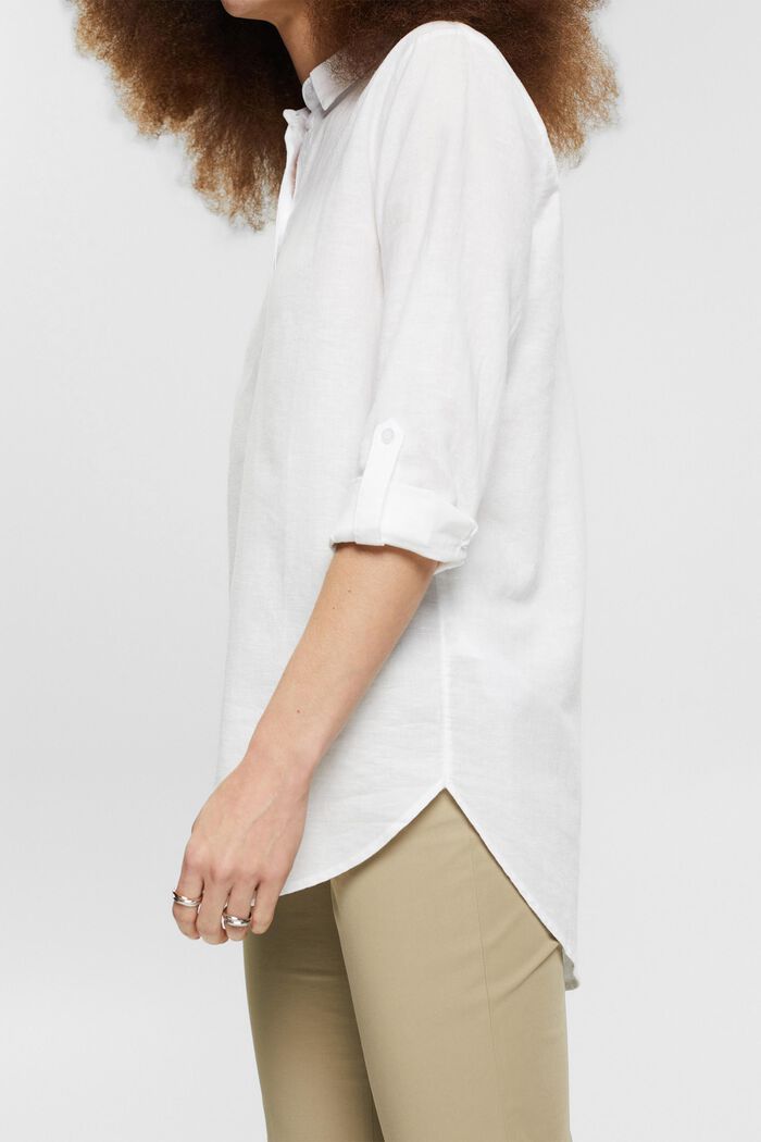 Blusa oversize in misto lino, WHITE, detail image number 0