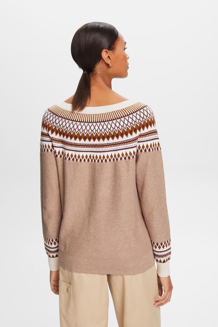 Pullover in cotone jacquard, LIGHT TAUPE, detail image number 4