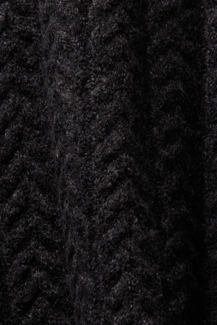Pullover dolcevita in maglia intrecciata, BLACK, detail image number 6