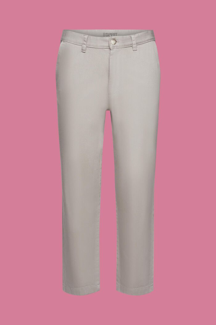 Pantaloni in cotone, taglio ampio tapered, LIGHT GREY, detail image number 7