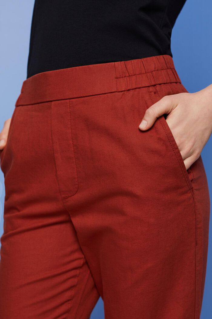 Pantaloni da infilare, misto lino, TERRACOTTA, detail image number 2