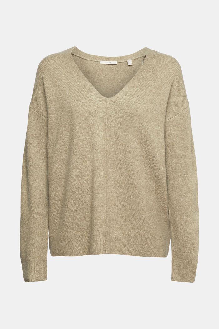 Con lana: pullover soffice, PALE KHAKI, overview
