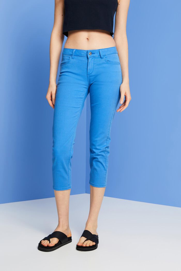 Pantaloni capri in cotone biologico, BRIGHT BLUE, detail image number 0