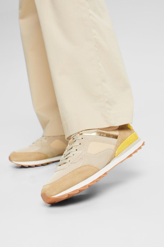 Sneakers in pelle scamosciata, PASTEL YELLOW, detail image number 1