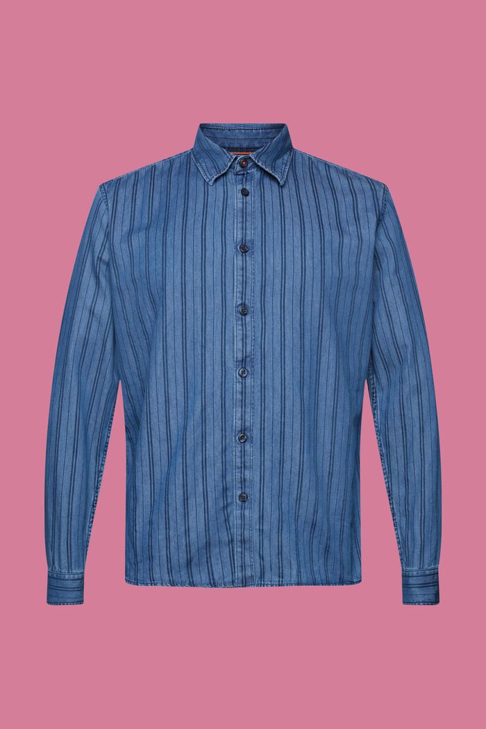 Camicia Slim Fit in denim a righe, NAVY, detail image number 5