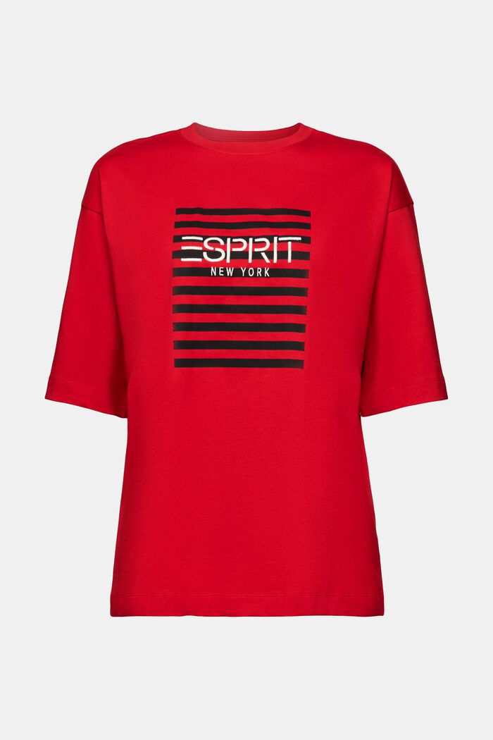 T-shirt a girocollo con logo, DARK RED, detail image number 5