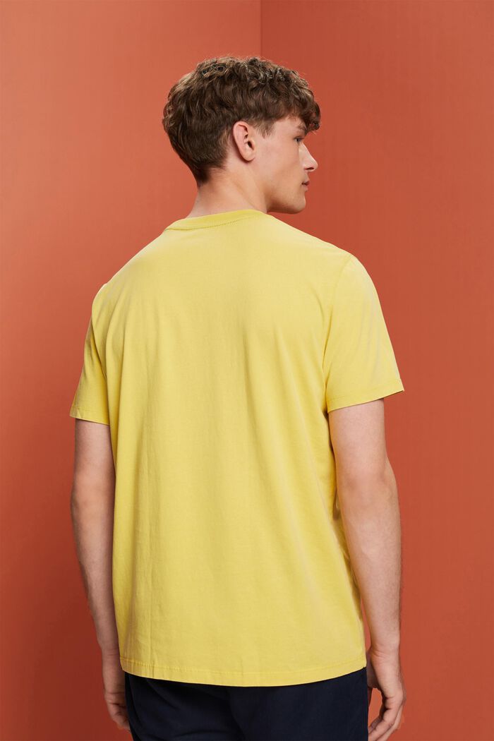 T-shirt in jersey tinta in capo, 100% cotone, DUSTY YELLOW, detail image number 3
