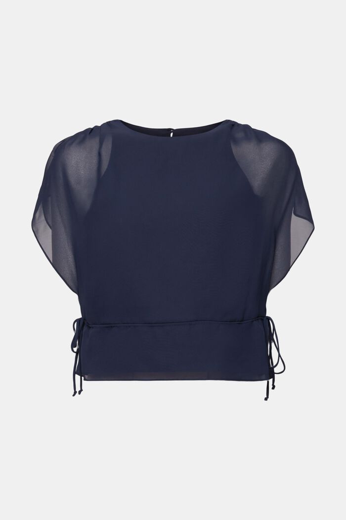 Blusa in chiffon con coulisse, NAVY, detail image number 5