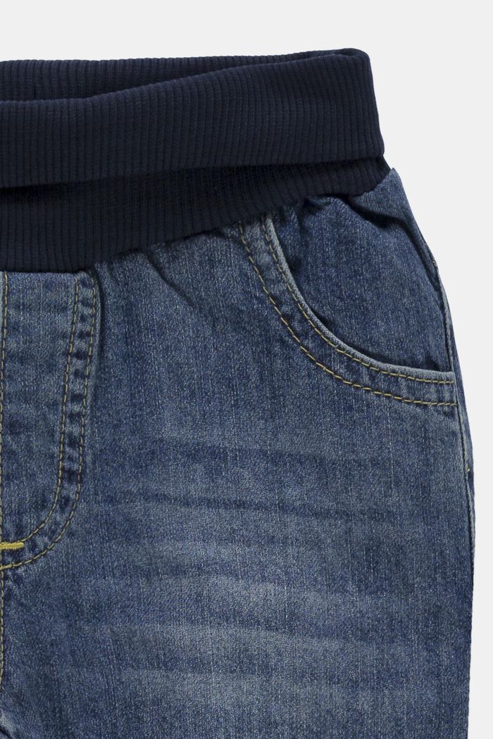 Jeans con vita a coste, 100% cotone biologico, BLUE MEDIUM WASHED, detail image number 2
