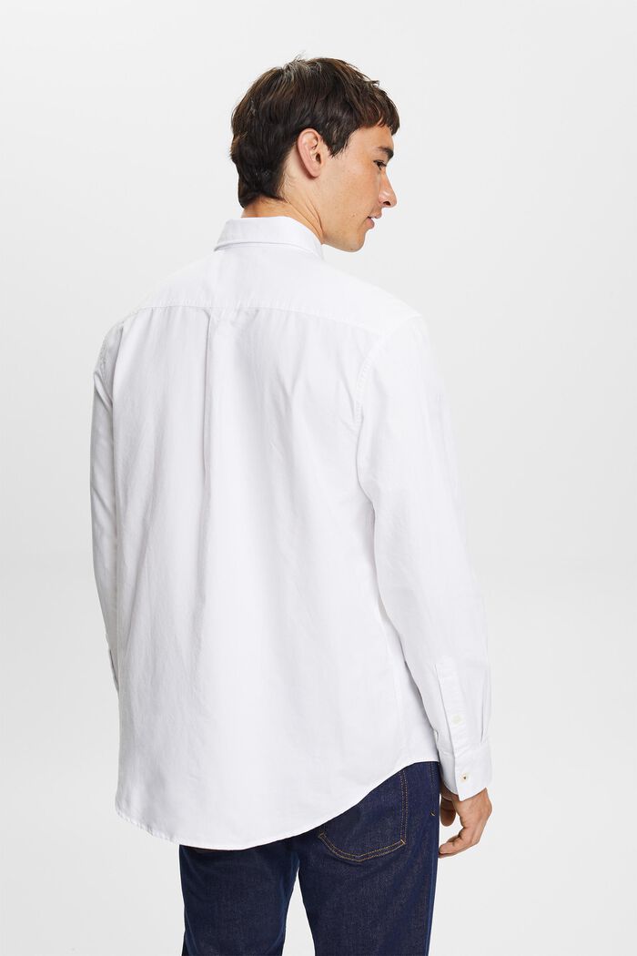 Camicia in popeline di cotone con colletto button down, WHITE, detail image number 4