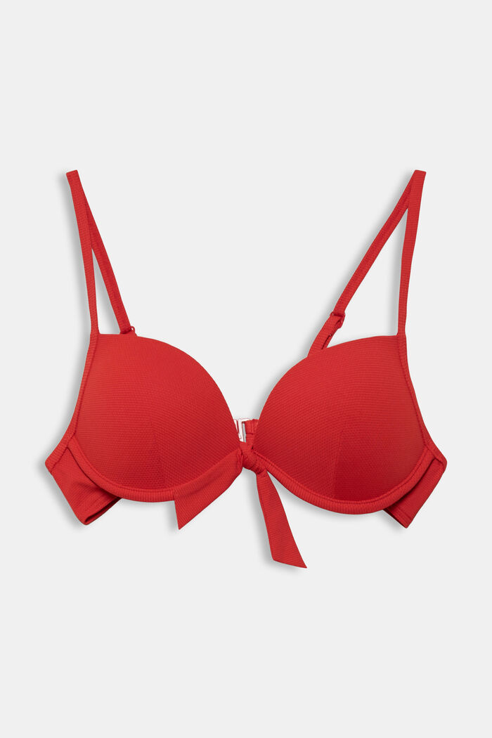 In materiale riciclato: reggiseno da bikini con ferretto e motivo strutturato, RED, detail image number 1