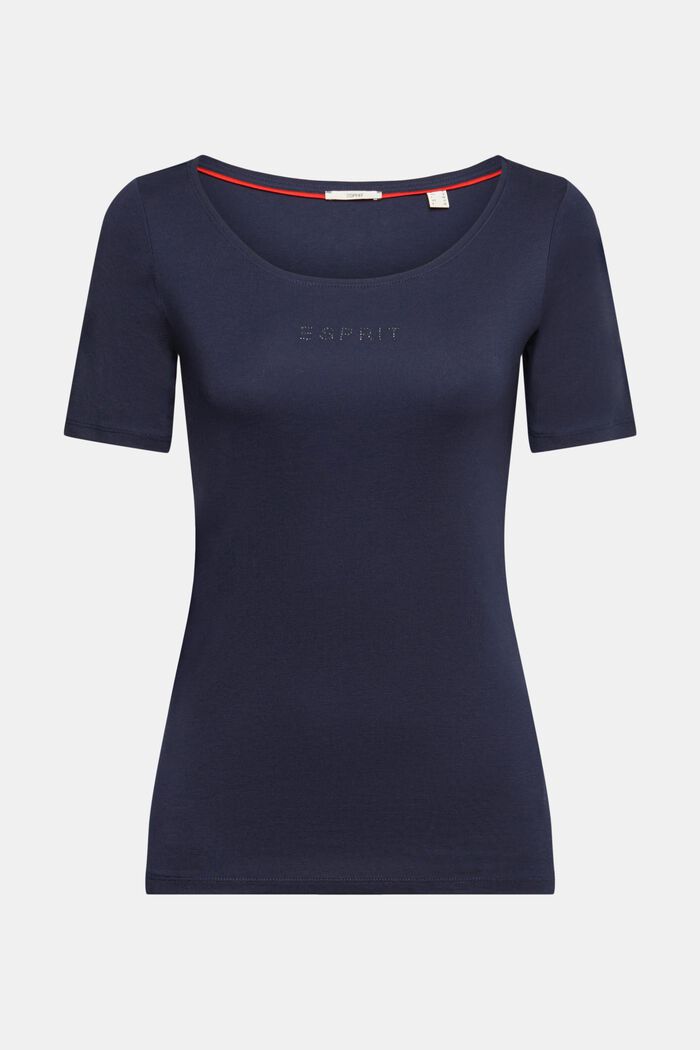 T-shirt con logo in strass, NAVY, detail image number 6