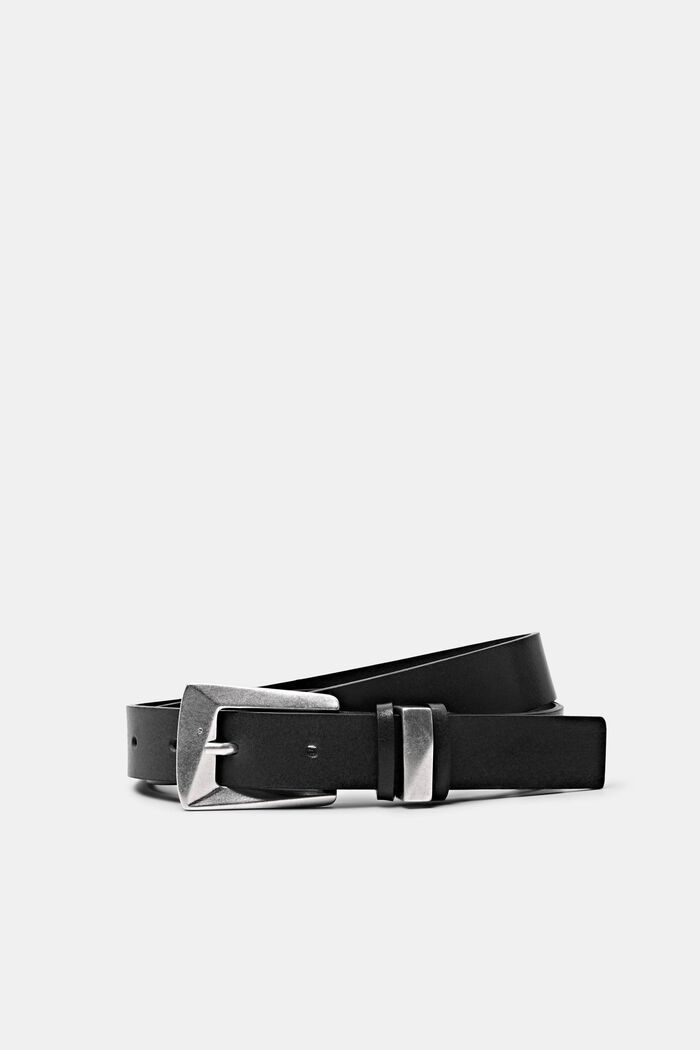 Cintura in pelle con più passanti, BLACK, detail image number 0