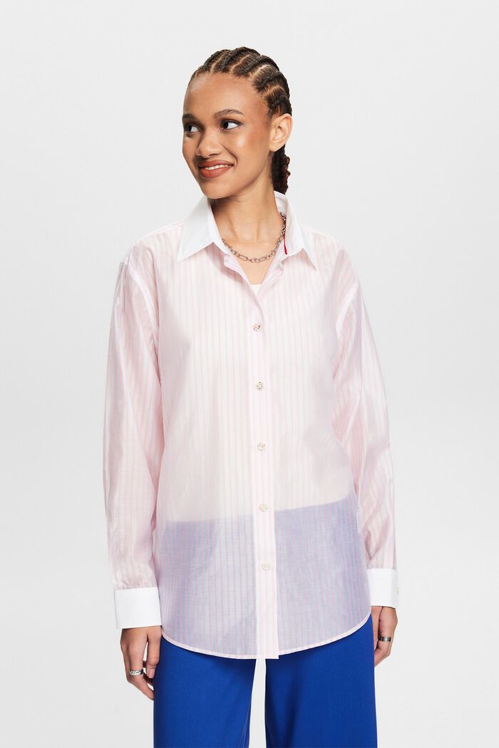 Camicia button down trasparente a righe, PASTEL PINK, detail image number 4