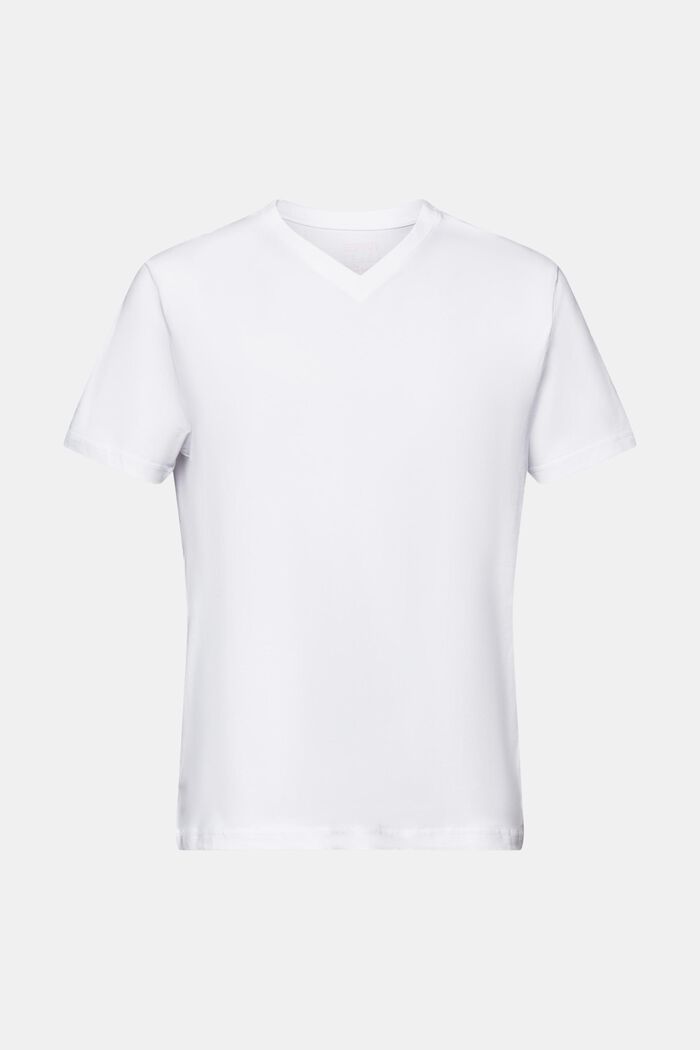 T-shirt con scollo a V in cotone biologico, WHITE, detail image number 6
