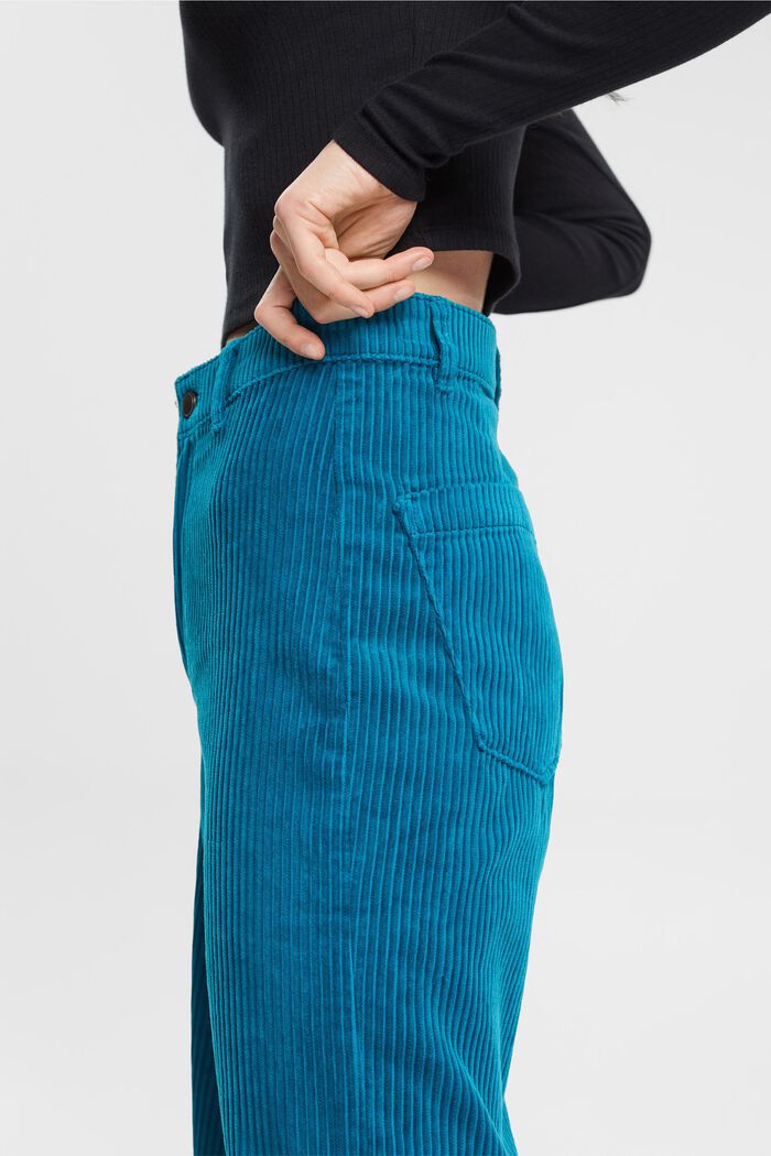 Pantaloni in velluto cropped a gamba larga, TEAL BLUE, detail image number 0