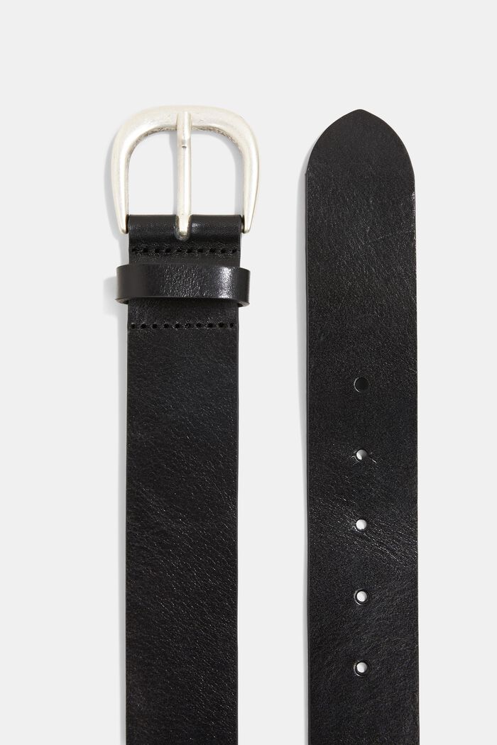 Cintura in pelle con fibbia ad ardiglione, BLACK, detail image number 1