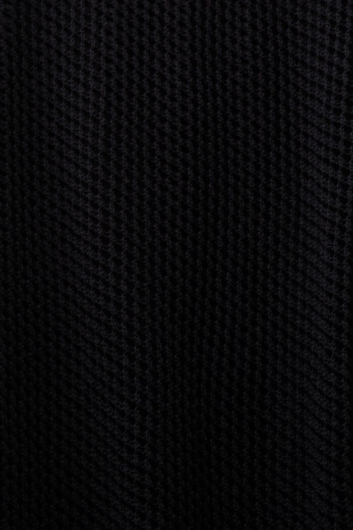 Pullover in mesh con scollo a barchetta e logo, BLACK, detail image number 5