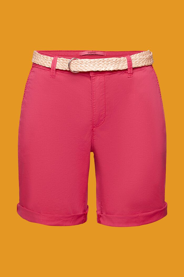Shorts con cintura intrecciata in rafia, DARK PINK, detail image number 7