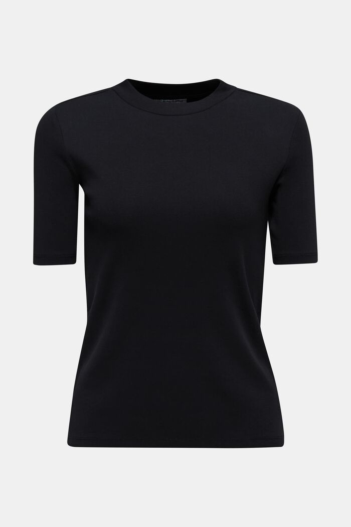 T-shirt basic in jersey di cotone, BLACK, overview